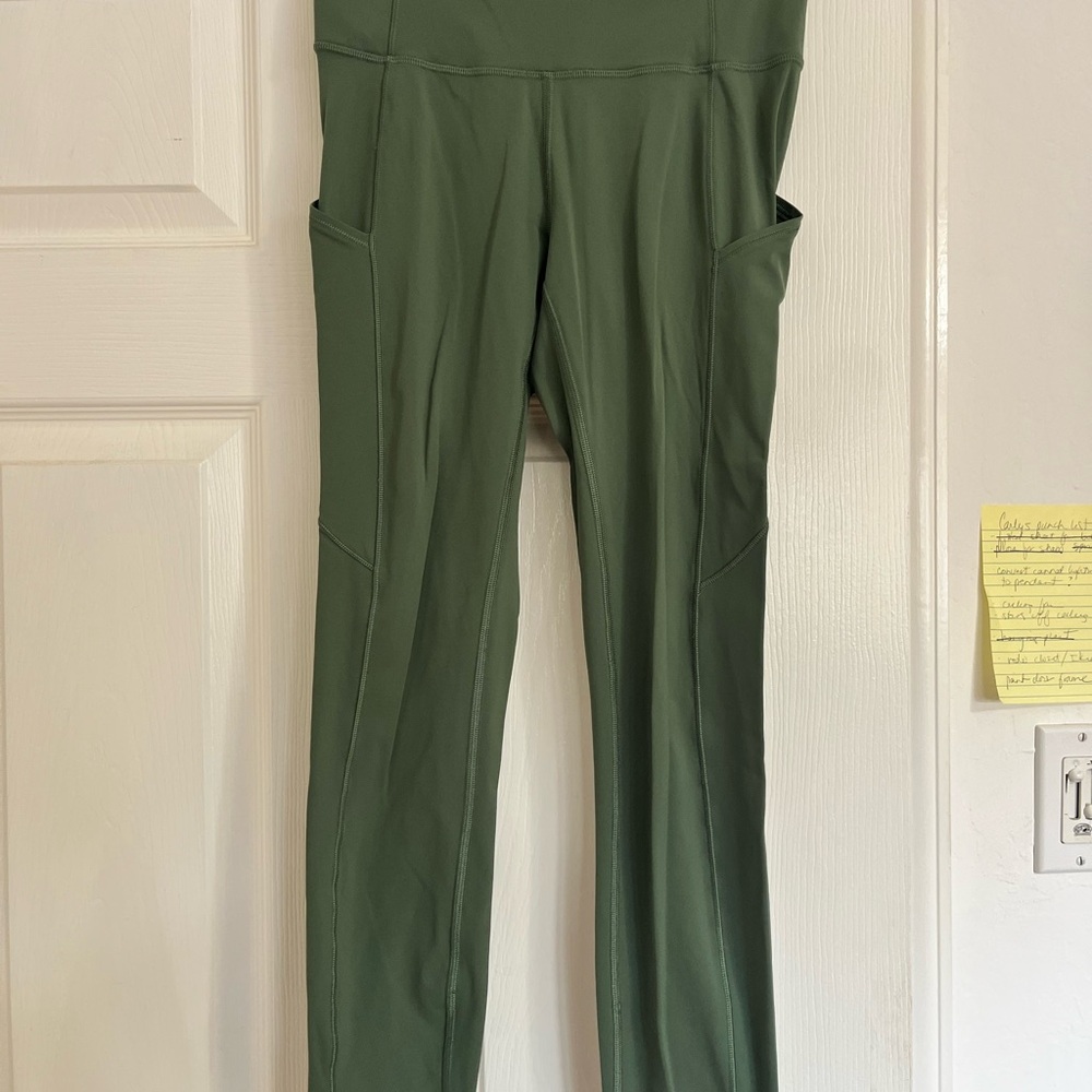 High-Rise lululemon Olive Green Women's Leggings with Side Pockets
